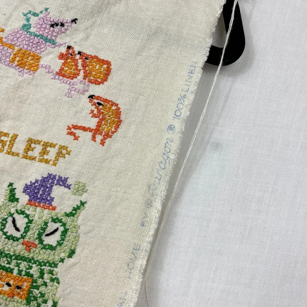 Vintage Needlepoint Now I Lay‎ Me Down To Sleep Prayer Handmade Nursery Cottage